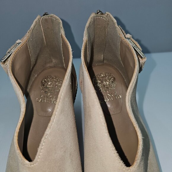 Vince Camuto Fareena Ankle Bootie Womens 11 Tan Leather Peep Toe Block Heel - Picture 9 of 14